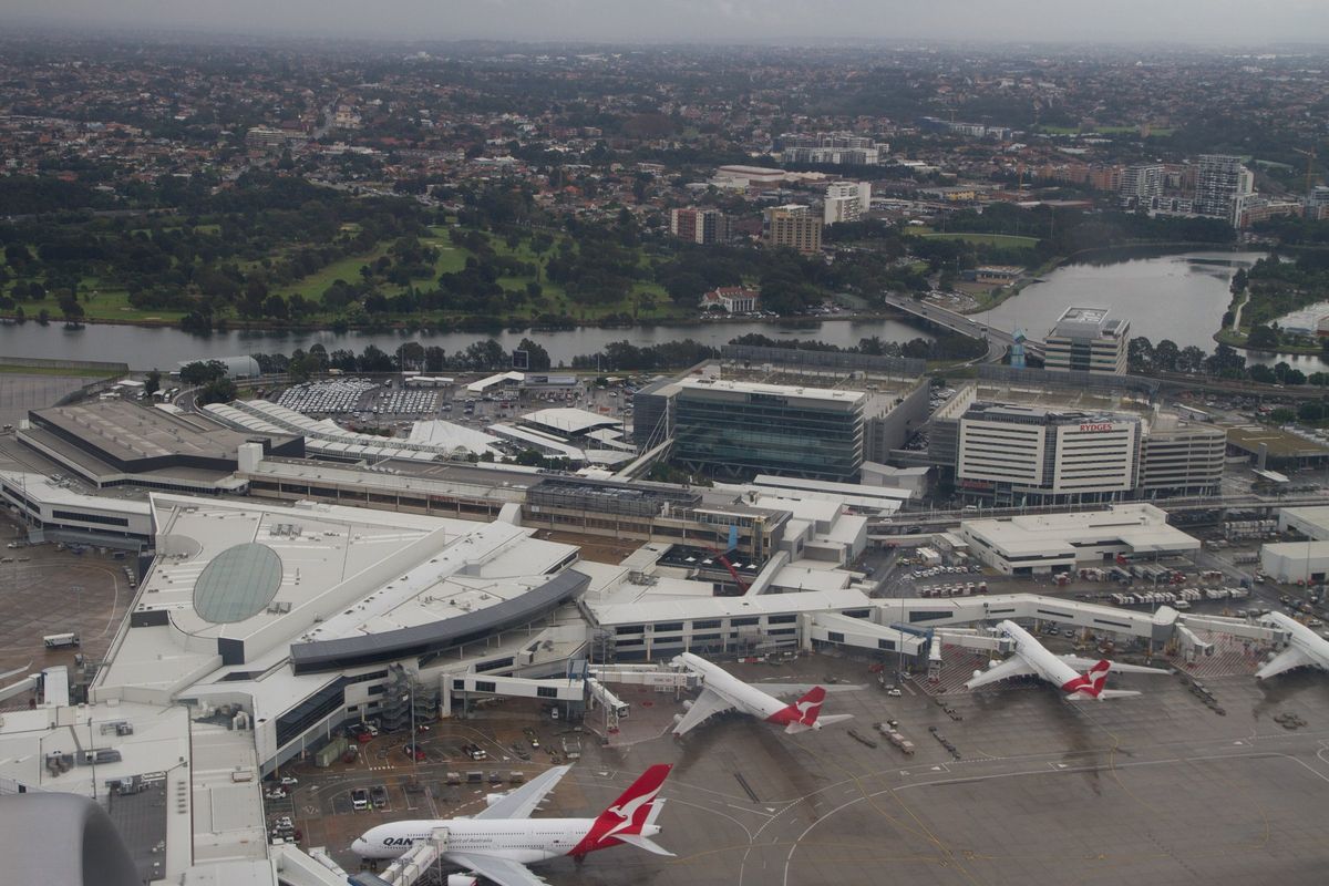 Internationales Terminal des Flughafens Sydney aus der Luft